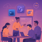Create a conceptual image that represents productivity powered by Microsoft 365. The scene should co